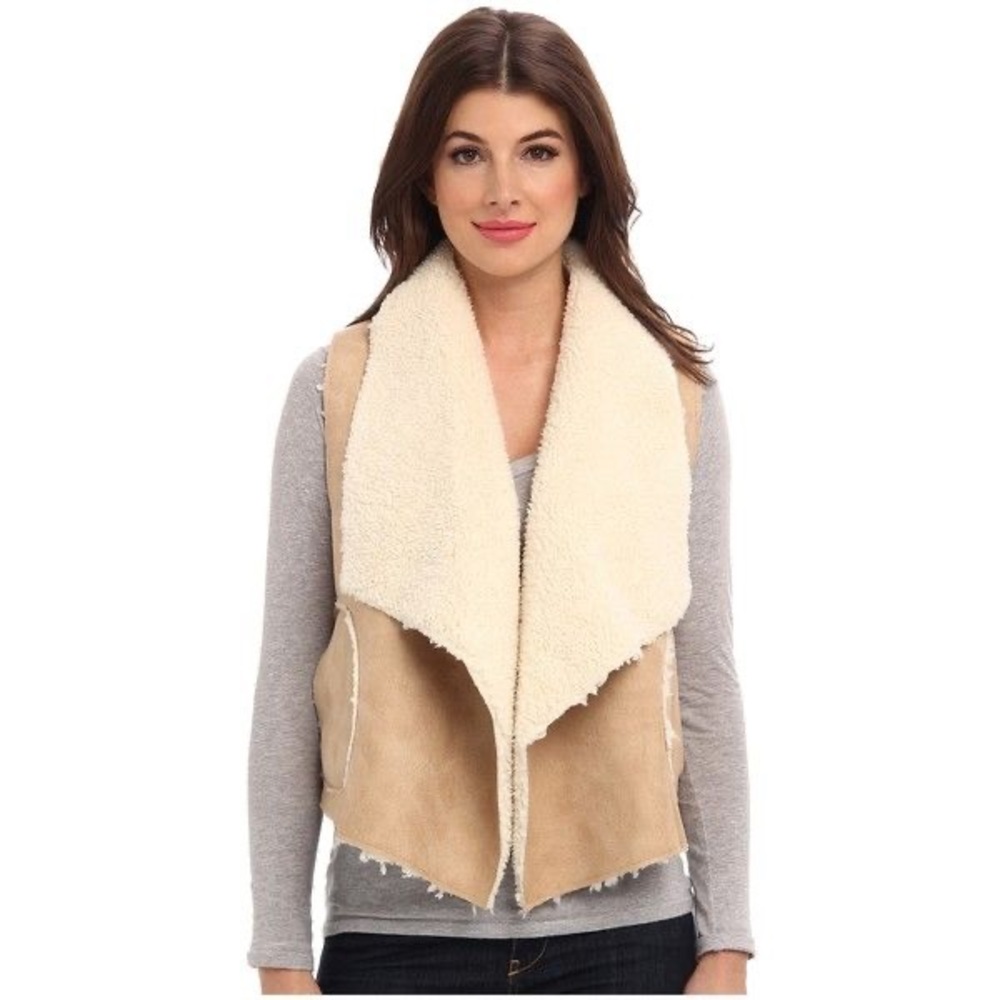 C&C California Sherpa vest, XS camel and beige